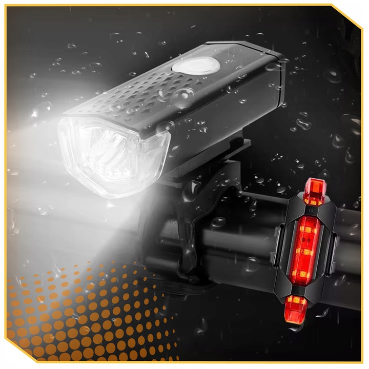 LAMPKA ROWEROWA MOCNE OŚWIETLENIE PRZÓD TYŁ LED USB WODOODPORNE NA ROWER Kod producenta LAMPKA ROWEROWA LED MOCNA